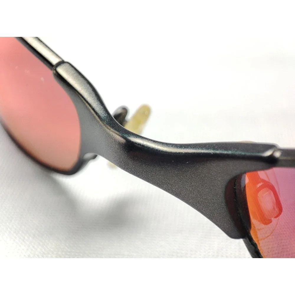 Oakley Wiretap 1.0 Sunglasses Gunmetal Red Iridium Mirror Wrap Vintage 2000s